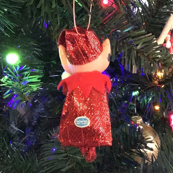 Vintage Red Metallic Avlon Inc Christmas Japan Knee Hugger Pixie Elf Ornament - Picture 3 of 4